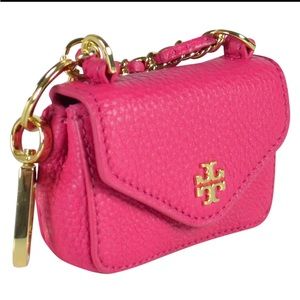 Tory Burch Mini Kira Bag Charm Key Ring in Fuchsia Pink